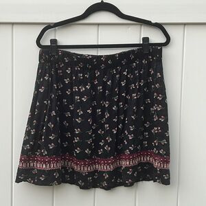 Ella Moss Black Floral Lined Skirt - Size Large